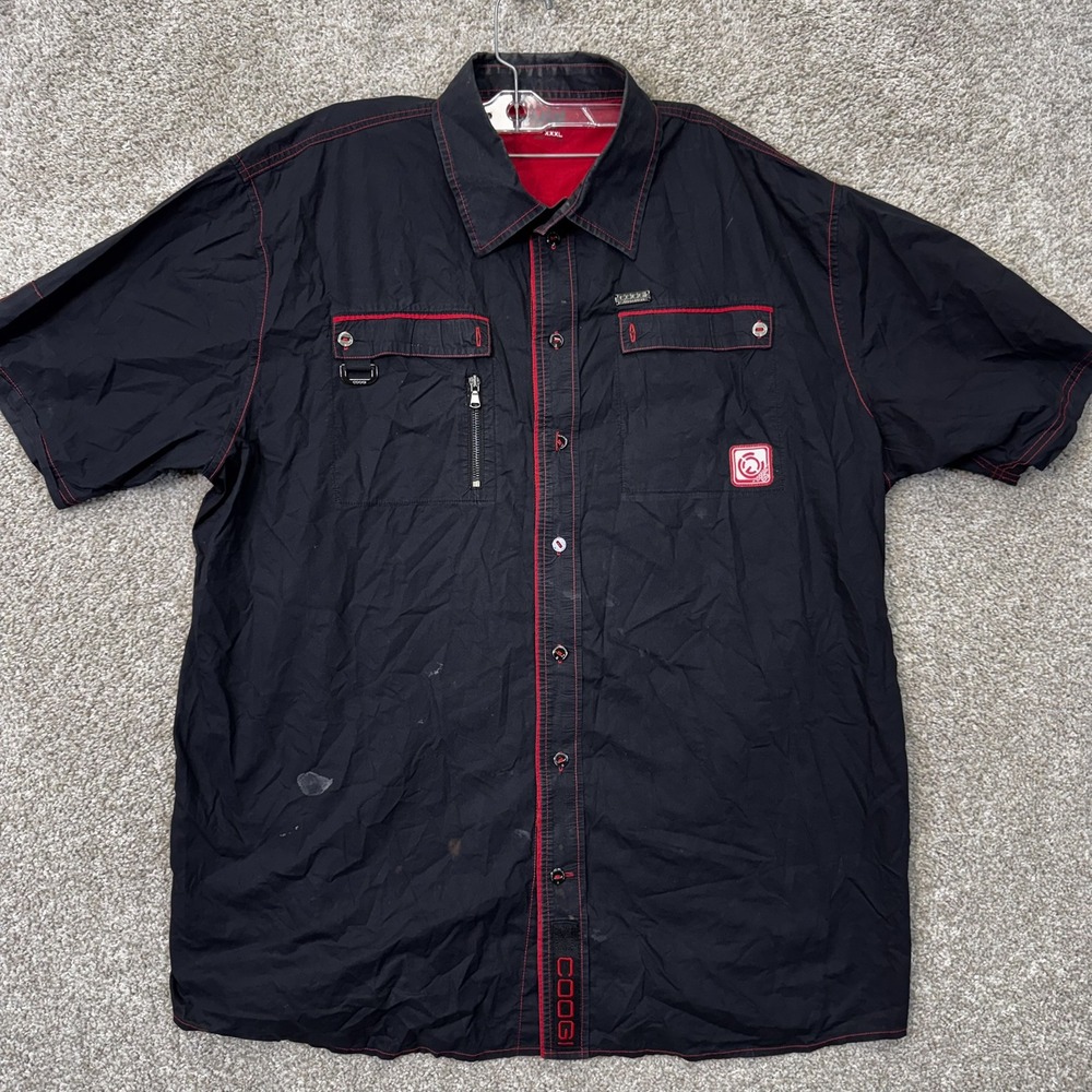 Coogi Shirt Mens XXXL Heritage 1969 Black Red Contrast Stitch Button Down Cotton